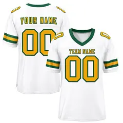 White Gold-Green Mesh Football Jersey 1