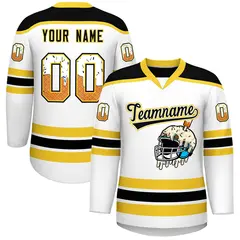 White Gold Ice Cream Helmet Pattern Hockey Jersey