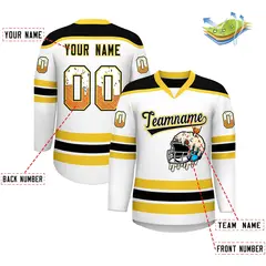 White Gold Ice Cream Helmet Pattern Hockey Jersey 2