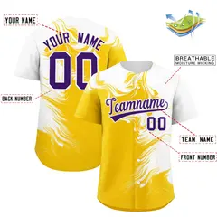 White Gold Ink Pattern Authentic Baseball Jersey 2
