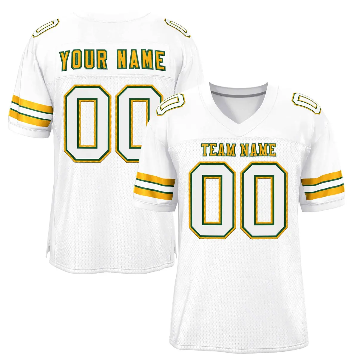 White Gold-Kelly Green Football Jersey
