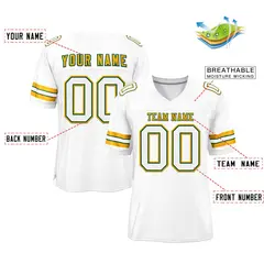 White Gold-Kelly Green Football Jersey 2