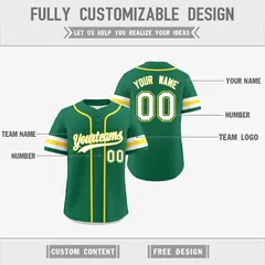 White Gold Kelly Green Reversible Two-Button Baseball Jersey 3