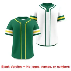 White Gold Kelly Green Reversible Two-Button Baseball Jersey 9