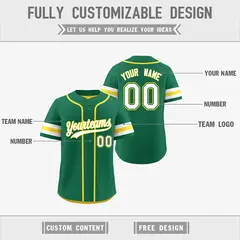 White Gold Kelly Green Reversible Two-Button Baseball Jersey 3