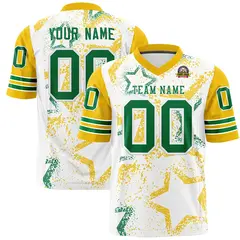 White Gold-Kelly Green Star Pattern Football Jersey 1