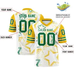 White Gold-Kelly Green Star Pattern Football Jersey 2