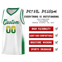 White Gold Kelly Green Two Tone Font Basketball Jersey 4