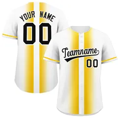 White Gold Lapel Gradient Fashion Baseball Jersey