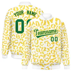 White Gold Leopard Graffiti Varsity Letterman Jacket 1
