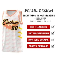 White Gold Light Orange Halloween Bat Pattern Basketball Jersey 2