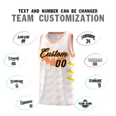 White Gold Light Orange Halloween Bat Pattern Basketball Jersey 4