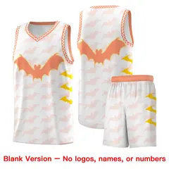 White Gold Light Orange Halloween Bat Pattern Basketball Jersey 7
