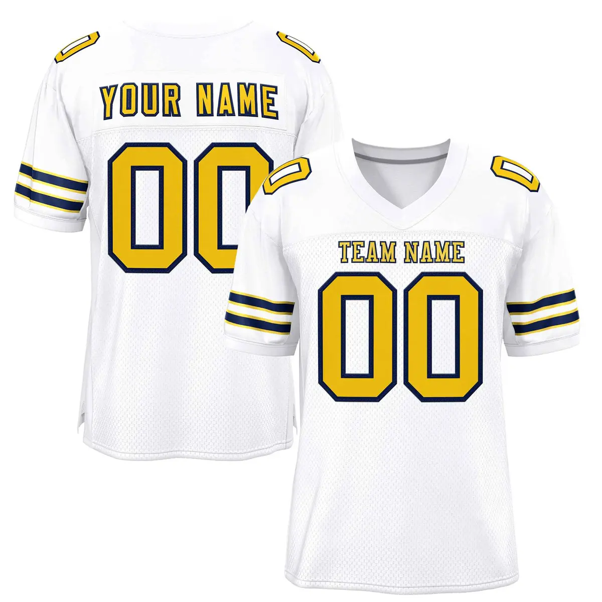 White Gold-Navy Classic Style Authentic Football Jersey