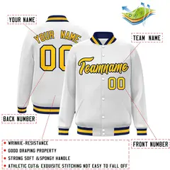 White Gold-Navy Classic Varsity Full-Snap Letterman Jacket 2