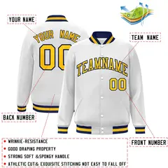 White Gold-Navy Classic Varsity Full-Snap Letterman Jacket 2
