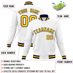 White Gold-Navy Classic Varsity Full-Snap Letterman Jacket 4