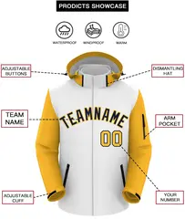 White Gold-Navy Raglan Sleeves Waterproof Jacket 2