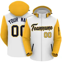 White Gold-Navy Raglan Sleeves Waterproof Jacket