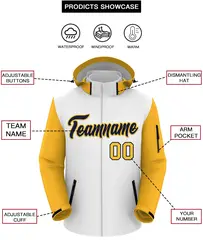 White Gold-Navy Raglan Sleeves Waterproof Jacket 2