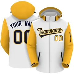 White Gold-Navy Raglan Sleeves Waterproof Jacket