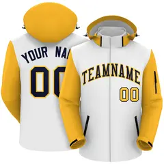 White Gold-Navy Raglan Sleeves Waterproof Jacket