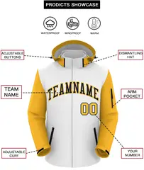 White Gold-Navy Raglan Sleeves Waterproof Jacket 2