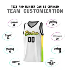 White Gold-Neon Green Gradient Basketball Jersey 4