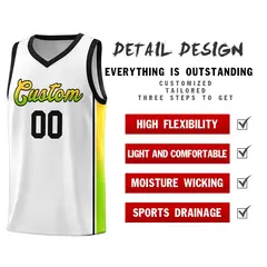 White Gold-Neon Green Gradient Basketball Jersey 5