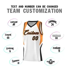 White Gold Orange and Black Color Block Basketball Jersey 4