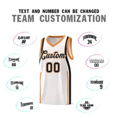 White Gold Orange-Black Ribbon Pattern Basketball Kits 4