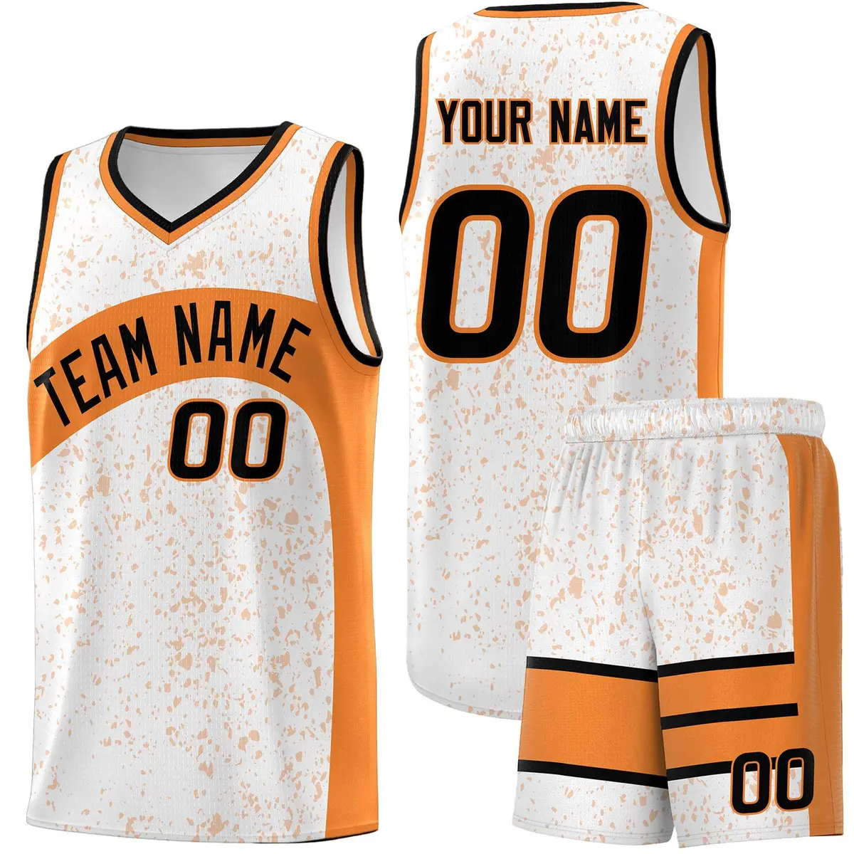 White Gold Orange Dot Graffiti Irregular Pattern Basketball Jersey