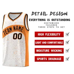 White Gold Orange Dot Graffiti Irregular Pattern Basketball Jersey 2