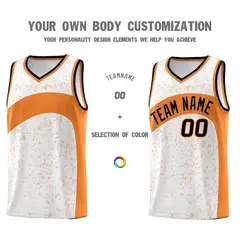 White Gold Orange Dot Graffiti Irregular Pattern Basketball Jersey 3