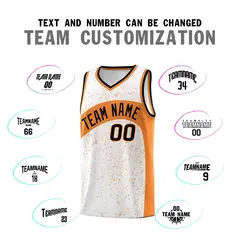 White Gold Orange Dot Graffiti Irregular Pattern Basketball Jersey 4