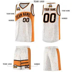 White Gold Orange Dot Graffiti Irregular Pattern Basketball Jersey 5
