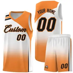 White Gold Orange Gradient Basketball Jersey