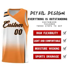White Gold Orange Gradient Basketball Jersey 2