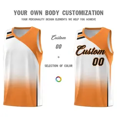 White Gold Orange Gradient Basketball Jersey 3