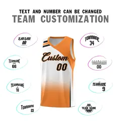 White Gold Orange Gradient Basketball Jersey 4