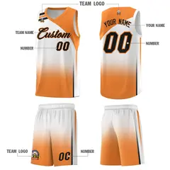 White Gold Orange Gradient Basketball Jersey 5