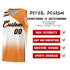 White Gold Orange Gradient Basketball Jersey 2