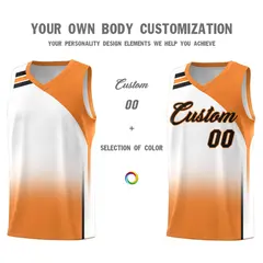White Gold Orange Gradient Basketball Jersey 3