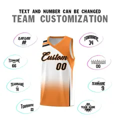 White Gold Orange Gradient Basketball Jersey 4