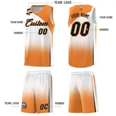 White Gold Orange Gradient Basketball Jersey 5