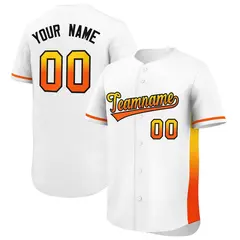 White Gold-Orange Gradient Side Baseball Jersey 1