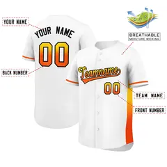 White Gold-Orange Gradient Side Baseball Jersey 2