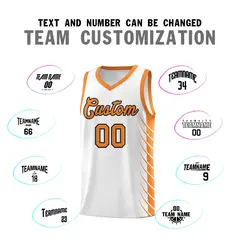 White Gold Orange Side Symmetrical Line Pattern Basketball Jersey 4