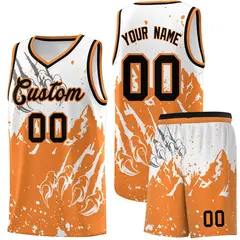 White Gold Orange Snow Mountain Beast Pattern Basketball Jersey