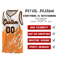 White Gold Orange Snow Mountain Beast Pattern Basketball Jersey 2